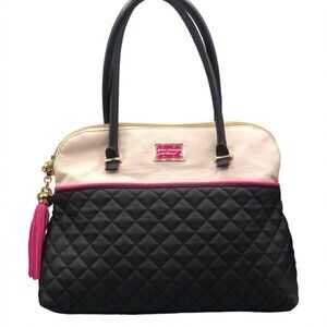 NEW Betsey Johnson Large Quilted Tassel Shoulder Bowler Bag Handbag Purse